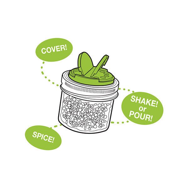Spice Lid, Regular Mouth Mason Jars, Green