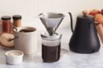 Stainless Steel Pour Over Coffee Filter & Stand, Regular and Wide Mouth Jars