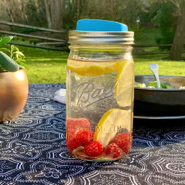 Silicone Drink Lids & Straws 4-Pack, Wide Mouth Mason Jars