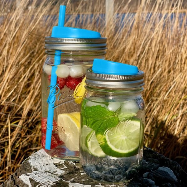 Silicone Drink Lids 4-Pack, Wide Mouth Mason Jars